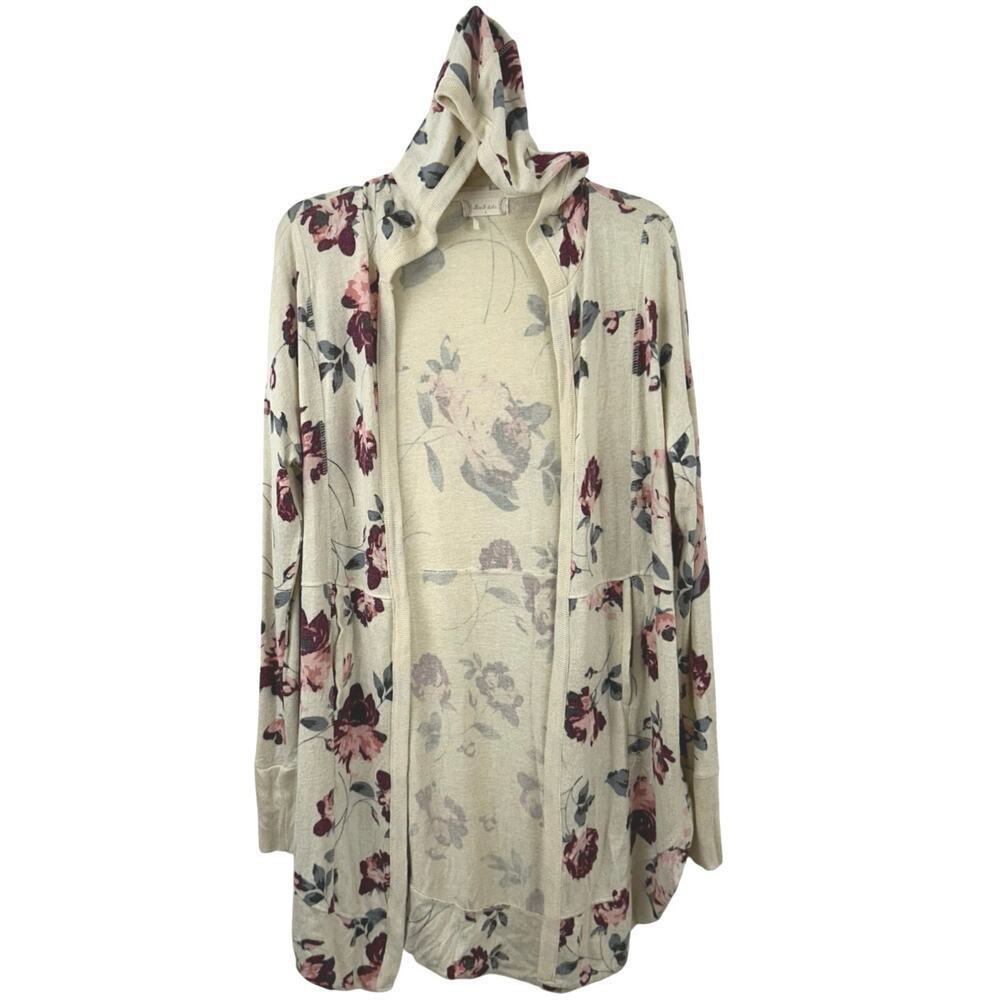 Altar’d State Floral Hooded Cardigan Boho Lightweight Duster Women S